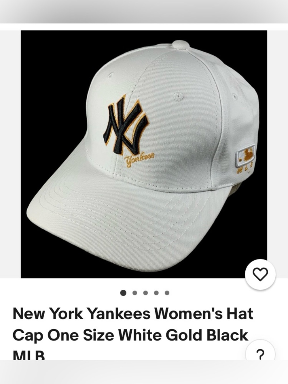 New York Yankee Womenās Hat Cap one size white Gold Black